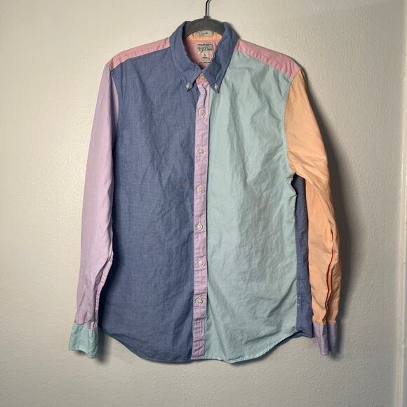 J.Crew Slim Fit Organic Cotton LS Button-Up Oxford – Large – Pastel Color Block - Picture 2 of 7